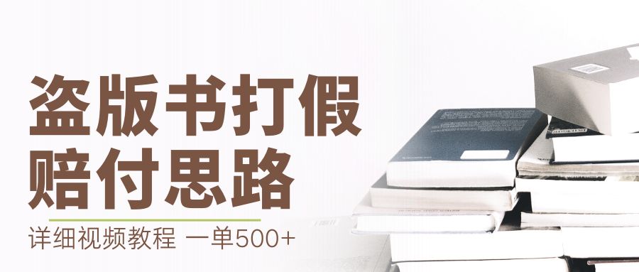 （6689期）最新盗版书赔付打假项目，一单利润500+【详细玩法视频教程】-古龙岛网创