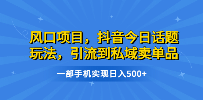 （6588期）风口项目，抖音今日话题玩法，引流到私域卖单品，一部手机实现日入500+-古龙岛网创