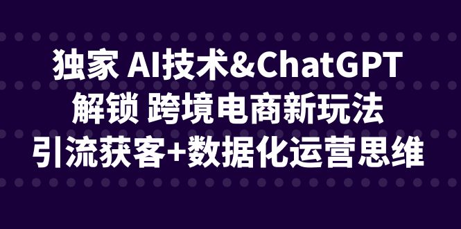 (6599期)独家 AI技术&ChatGPT解锁 跨境电商新玩法,引流获客+数据化运营思维-古龙岛网创