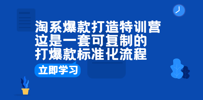 （6478期）淘系爆款打造特训营：这是一套可复制的打爆款标准化流程-古龙岛网创