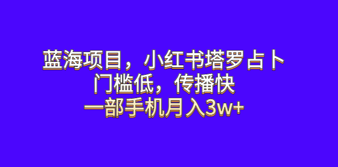 （6427期）蓝海项目，小红书塔罗占卜，门槛低，传播快，一部手机月入3w+-古龙岛网创