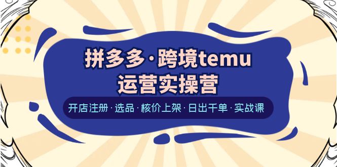 （6319期）拼多多·跨境temu运营实操营：开店注册·选品·核价上架·日出千单·实战课-古龙岛网创