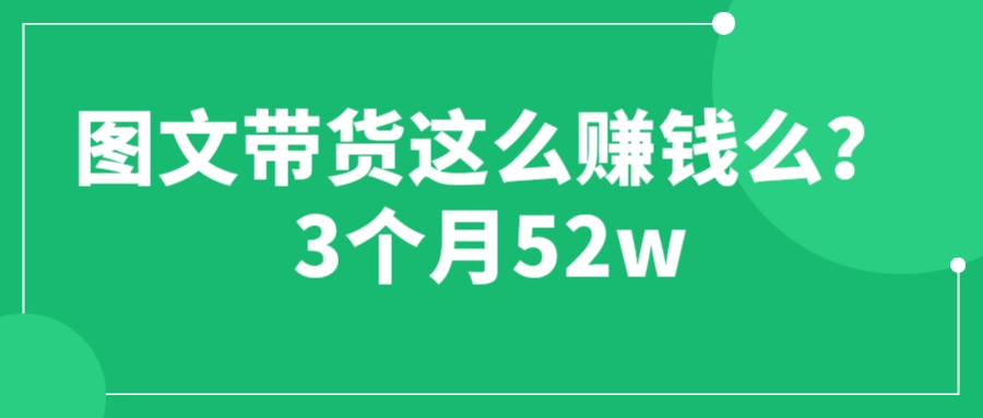 （6372期）图文带货这么赚钱么? 3个月52W 图文带货运营加强课-古龙岛网创
