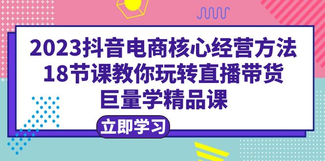 （6309期）2023抖音电商核心经营方法：18节课教你玩转直播带货，巨量学精品课-古龙岛网创
