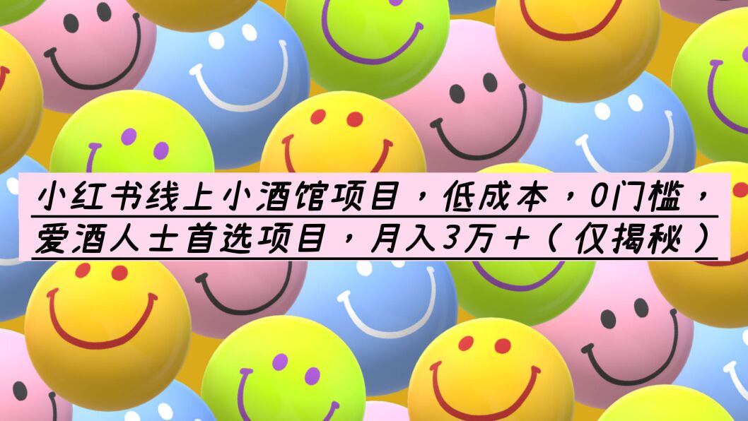 （6132期）小红书线上小酒馆项目，低成本，0门槛，爱酒人士首选项目，月入3万＋-古龙岛网创