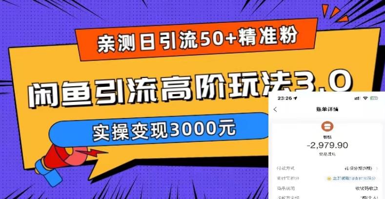 （5739期）实测日引50+精准粉，闲鱼引流高阶玩法3.0，实操变现3000元-古龙岛网创