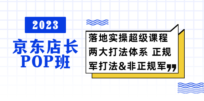 （5699期）2023京东店长·POP班 落地实操超级课程 两大打法体系 正规军&非正规军-古龙岛网创