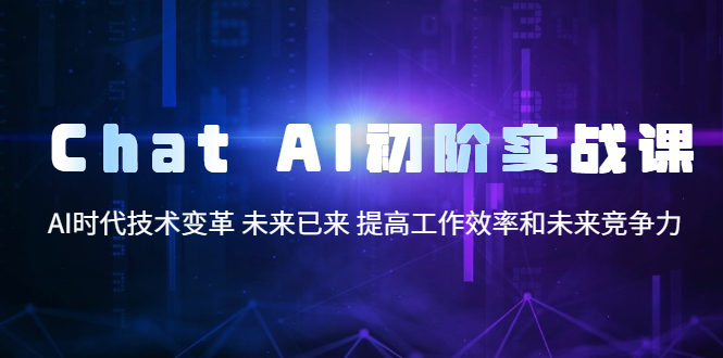 （5610期）Chat AI初阶实战课，AI时代技术变革 未来已来 提高工作效率和未来竞争力-古龙岛网创