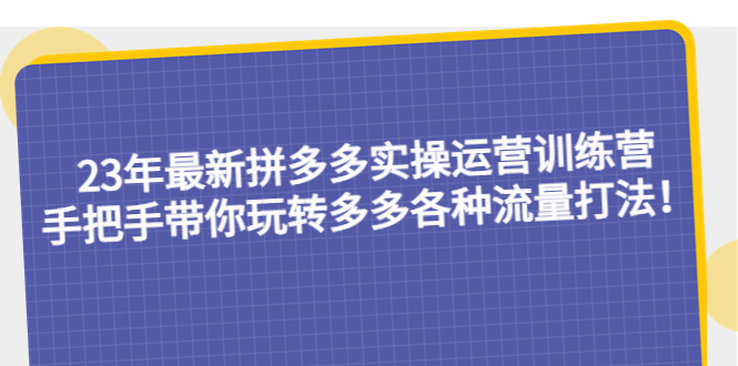 （5435期）23年最新拼多多实操运营训练营：手把手带你玩转多多各种流量打法！-古龙岛网创