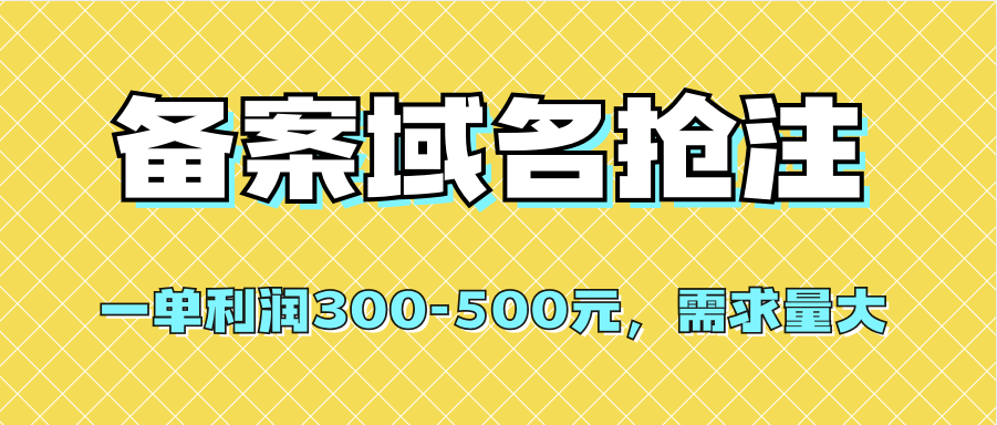 (7277期)【全网首发】备案域名抢注,一单利润300-500元,需求量大-古龙岛网创