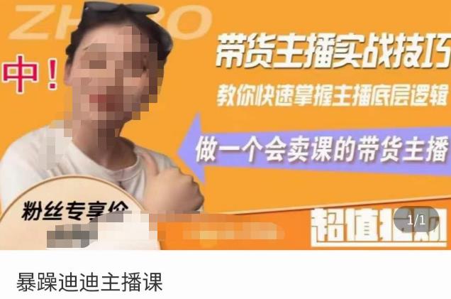 暴躁迪迪2023年主播课，带货主播实战技巧，教你快速掌握主播底层逻辑，做一个会卖课的带货主播-古龙岛网创