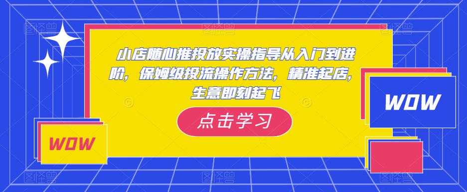 小店随心推投放实操指导从入门到进阶，保姆级投流操作方法，精准起店，生意即刻起飞-古龙岛网创