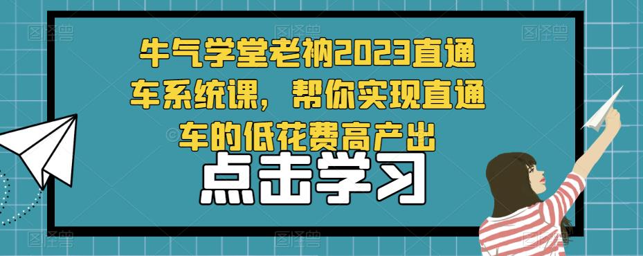 牛气学堂老衲2023直通车系统课，帮你实现直通车的低花费高产出-古龙岛网创
