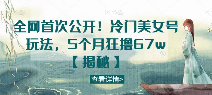全网首次公开！冷门美女号玩法，5个月狂撸67w【揭秘】-古龙岛网创