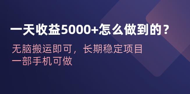 一天收益5000+怎么做到的？无脑搬运即可，长期稳定项目，一部手机可做【揭秘】-古龙岛网创