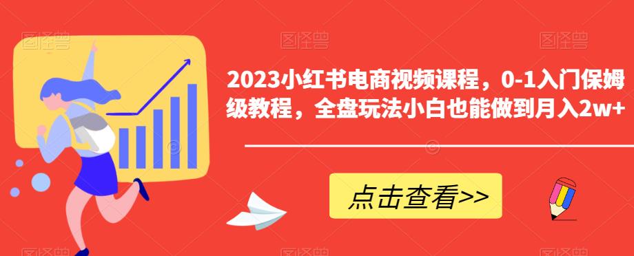 2023小红书电商视频课程，0-1入门保姆级教程，全盘玩法小白也能做到月入2w+-古龙岛网创