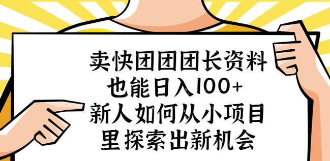 卖快团团团长资料也能日入100+新人如何从小项目里探索出新机会-古龙岛网创