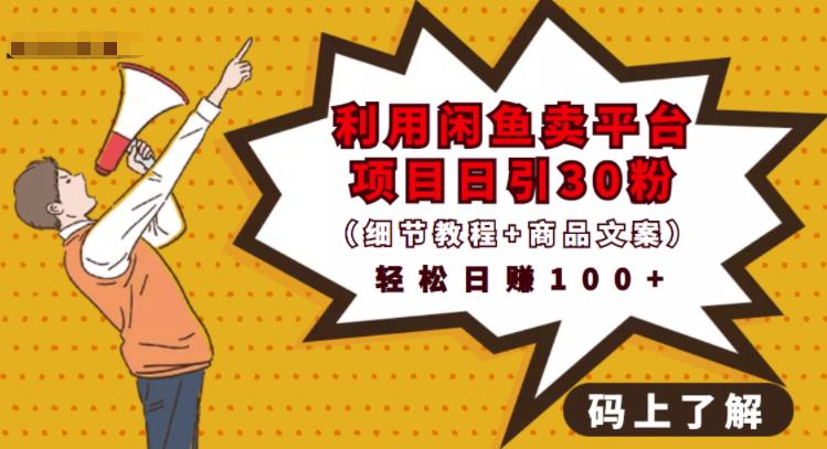 利用闲鱼卖平台项目课程资源日引流30+精准粉丝，轻松日赚100+，积累人脉可实现二次变-古龙岛网创