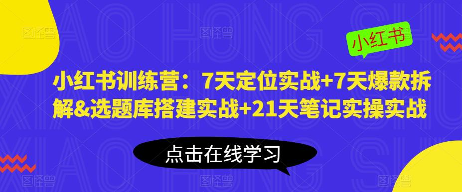 小红书训练营：7天定位实战+7天爆款拆解&选题库搭建实战+21天笔记实操实战-古龙岛网创