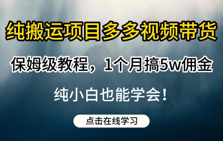 纯搬运项目多多视频带货保姆级教程，1个月搞5w佣金，纯小白也能学会【揭秘】-古龙岛网创