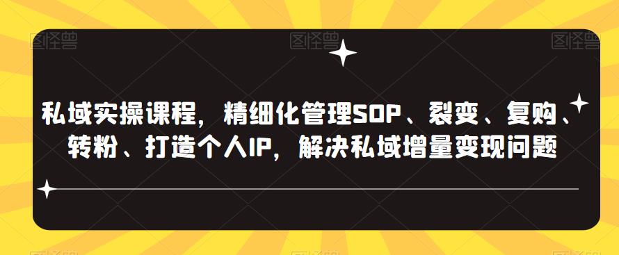 私域实操课程，精细化管理SOP、裂变、复购、转粉、打造个人IP，解决私域增量变现问题-古龙岛网创