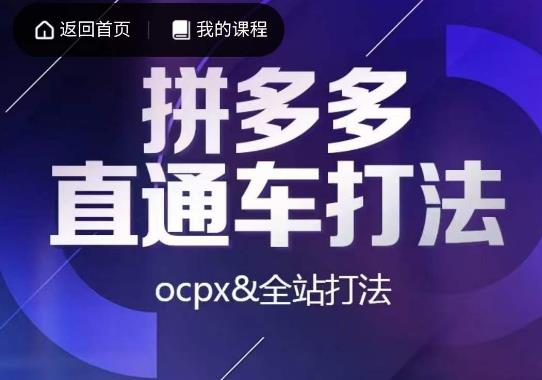 互力·拼多多直通车打法，ocpx&全站打法-古龙岛网创