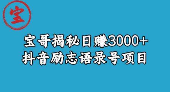 宝哥揭秘日赚3000+抖音励志语录号短视频变现项目 宝哥揭秘日赚3000+抖音励志语录号短视频变现项目