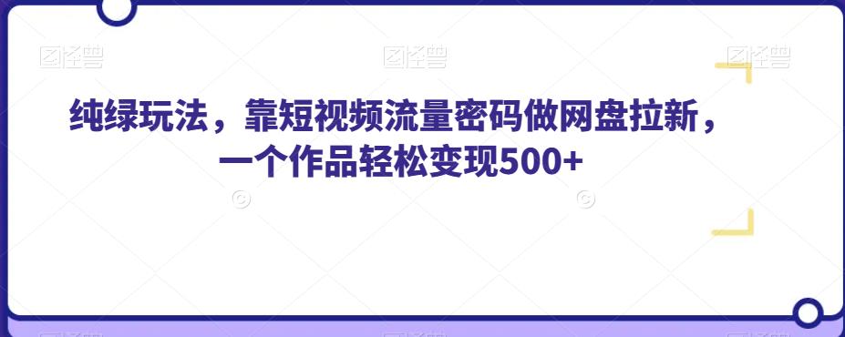 纯绿玩法，靠短视频流量密码做网盘拉新，一个作品轻松变现500+【揭秘】-古龙岛网创