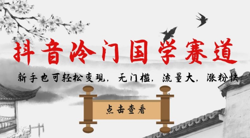 抖音冷门国学赛道，新手也可轻松变现，无门槛，流量大，涨粉快-古龙岛网创
