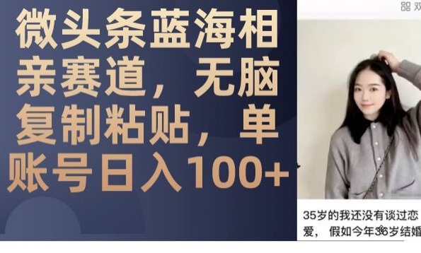 微头条蓝海相亲赛道，无脑复制粘贴，单账号日入100+-古龙岛网创