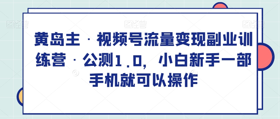 黄岛主·视频号流量变现副业训练营·公测1.0，小白新手一部手机就可以操作-古龙岛网创