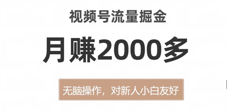 视频号流量掘金，无脑操作，对新人小白友好，月赚2000多【揭秘】-古龙岛网创