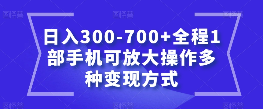 日入300-700+全程1部手机可放大操作多种变现方式【揭秘】 日入300-700+全程1部手机可放大操作多种变现方式【揭秘】