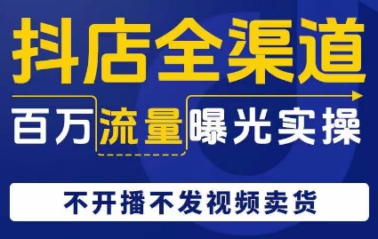 抖店全渠道百万流量曝光实操,不开播不发视频带货 抖店全渠道百万流量曝光实操,不开播不发视频带货
