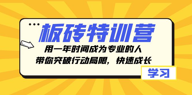 板砖特训营，用一年时间成为专业的人，带你突破行动局限，快速成长-古龙岛网创
