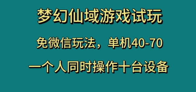 梦幻仙域游戏试玩，免微信玩法，单机40-70，一个人同时操作十台设备【揭秘】-古龙岛网创