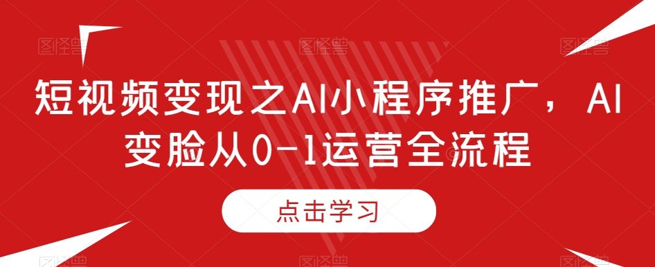 短视频变现之AI小程序推广,AI变脸从0-1运营全流程 短视频变现之AI小程序推广,AI变脸从0-1运营全流程