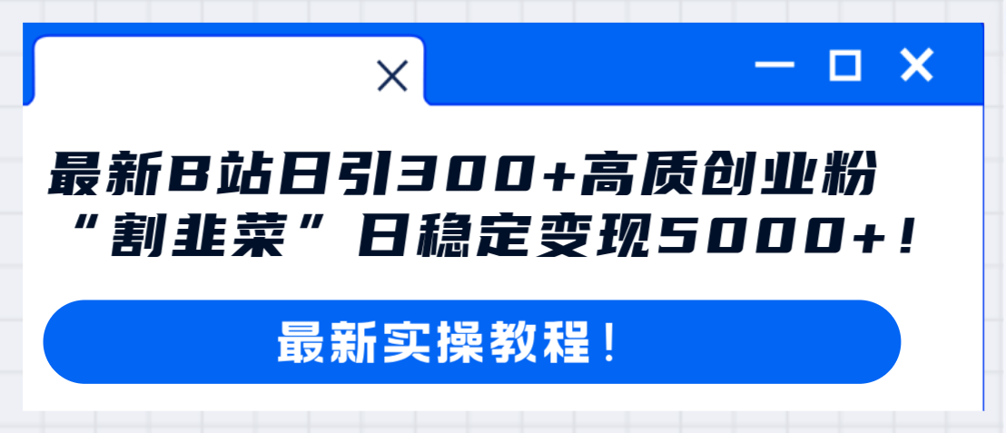 （8216期）最新B站日引300+高质创业粉教程！“割韭菜”日稳定变现5000+！-古龙岛网创