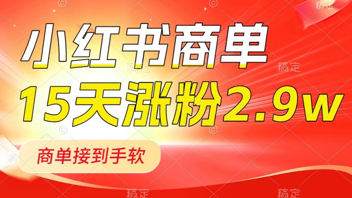 （8308期）小红书商单最新玩法，新号15天2.9w粉，商单接到手软，1分钟一篇笔记-古龙岛网创