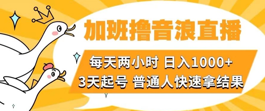加班撸音浪直播,每天两小时,日入1000+,直播话术才3句,3天起号,普通人快速拿结果【揭秘】 加班撸音浪直播,每天两小时,日入1000+,直播话术才3句,3天起号,普通人快速拿结果【揭秘】