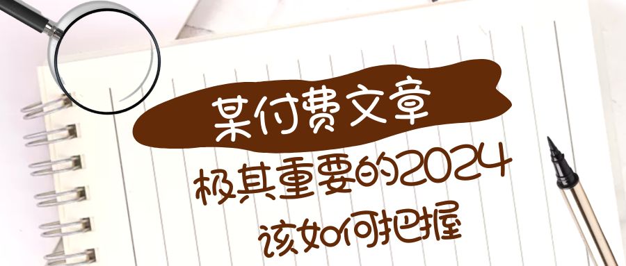 极其重要的2024该如何把握？【某公众号付费文章】-古龙岛网创