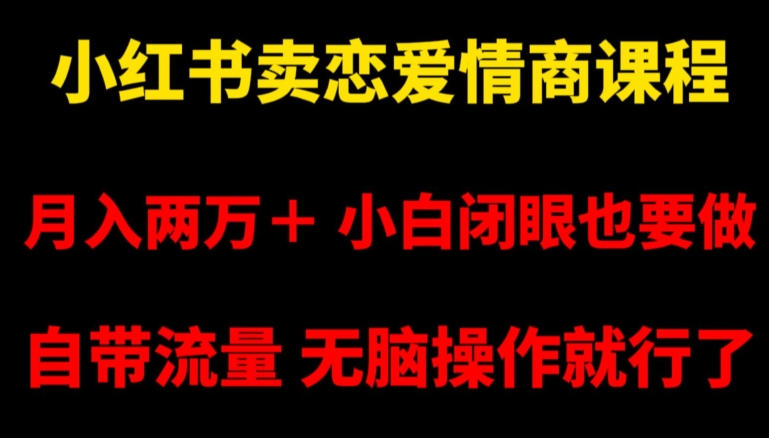 小红书卖恋爱情商课程，月入两万＋，小白闭眼也要做，自带流量，无脑操作就行了【揭秘】-古龙岛网创