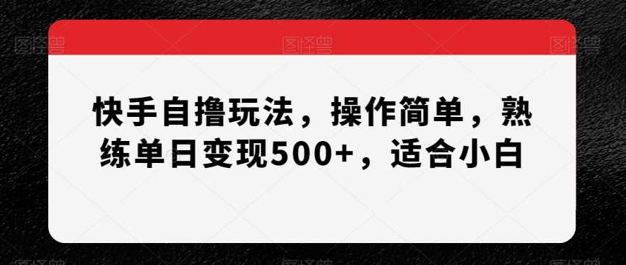 快手自撸玩法，操作简单，熟练单日变现500+，适合小白【揭秘】-古龙岛网创