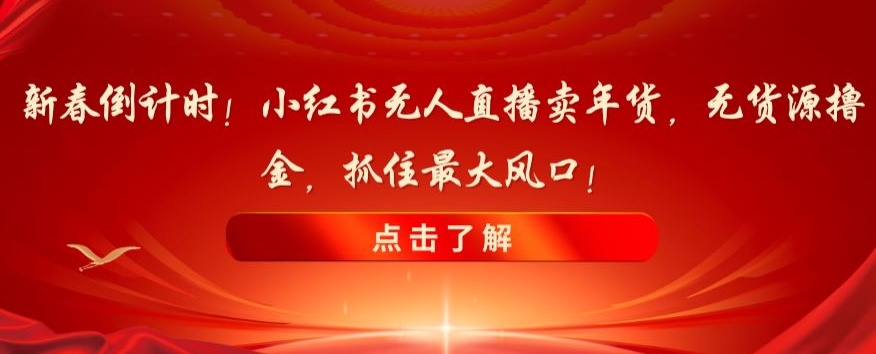 新春倒计时！小红书无人直播卖年货，无货源撸金，抓住最大风口【揭秘】-古龙岛网创