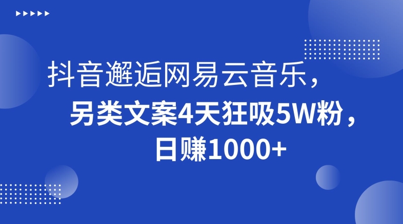 抖音邂逅网易云音乐，另类文案4天狂吸5W粉，日赚1000+【揭秘】-古龙岛网创