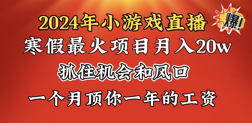 （8778期）2024年寒假爆火项目，小游戏直播月入20w+，学会了之后你将翻身-古龙岛网创