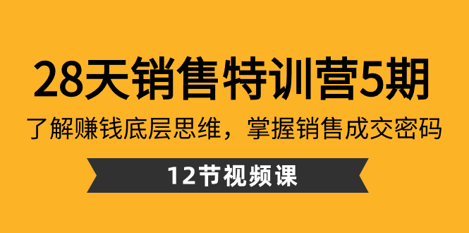 （8659期）28天·销售特训营5期：了解赚钱底层思维，掌握销售成交密码（12节课）-古龙岛网创