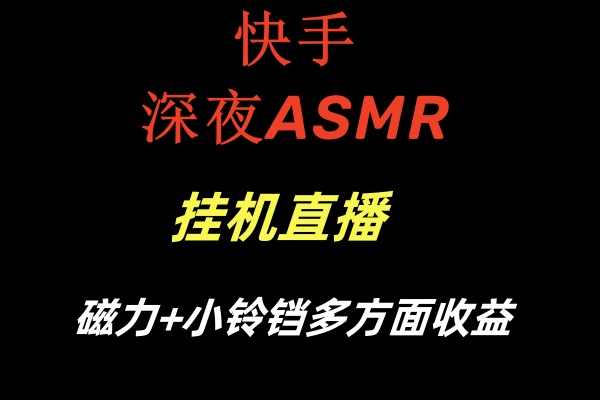 （8758期）快手深夜ASMR挂机直播磁力+小铃铛多方面收益-古龙岛网创