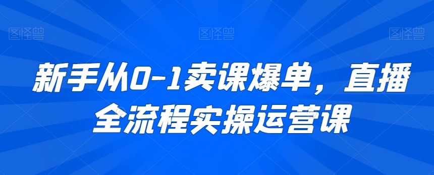 新手从0-1卖课爆单，直播全流程实操运营课-古龙岛网创