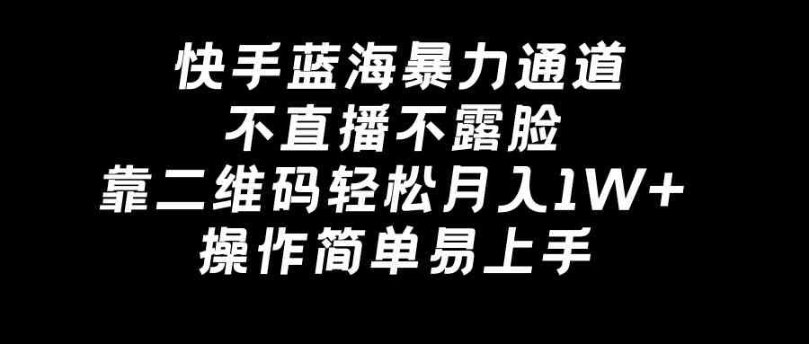 （8961期）快手蓝海暴力通道，不直播不露脸，靠二维码轻松月入1W+，操作简单易上手-古龙岛网创